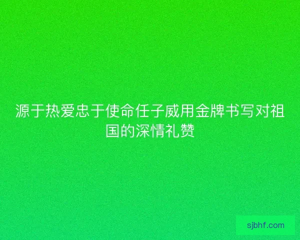 源于热爱忠于使命任子威用金牌书写对祖国的深情礼赞